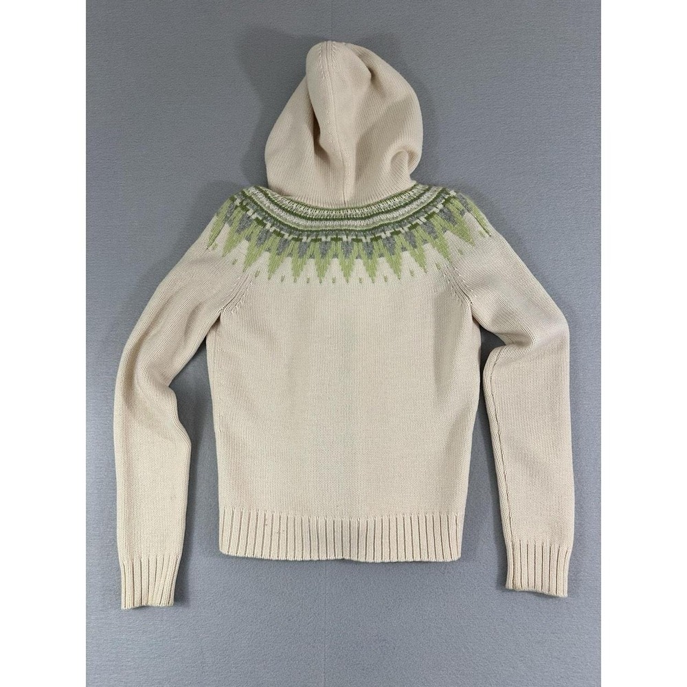 VTG Ann Taylor Womens M Merino Wool Angora Rabbit Hair Full Zip Fair Isle Hoodie - Picture 7 of 8